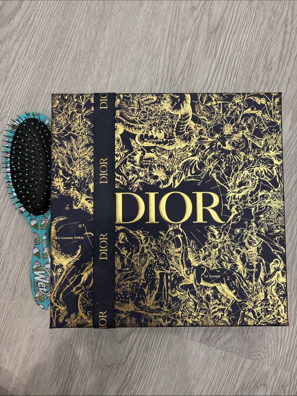 Dior Black and Gold Decorative Box with Ribbon